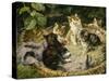 Besuch bei der kranken Katze-Julius Adam-Stretched Canvas