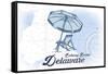 Bethany Beach, Delaware - Beach Chair and Umbrella - Blue - Coastal Icon-Lantern Press-Framed Stretched Canvas