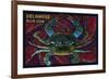 Bethany Beach, Delaware - Blue Crab Mosaic-Lantern Press-Framed Art Print