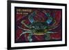 Bethany Beach, Delaware - Blue Crab Mosaic-Lantern Press-Framed Art Print