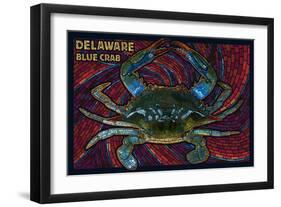 Bethany Beach, Delaware - Blue Crab Mosaic-Lantern Press-Framed Art Print