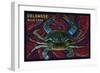 Bethany Beach, Delaware - Blue Crab Mosaic-Lantern Press-Framed Art Print