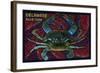 Bethany Beach, Delaware - Blue Crab Mosaic-Lantern Press-Framed Art Print