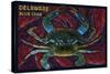 Bethany Beach, Delaware - Blue Crab Mosaic-Lantern Press-Stretched Canvas