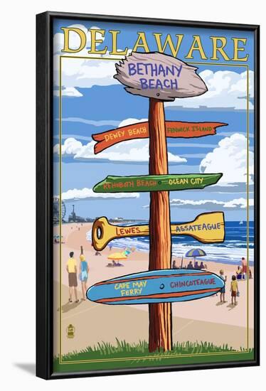 Bethany Beach, Delaware - Destination Signpost-Lantern Press-Framed Art Print