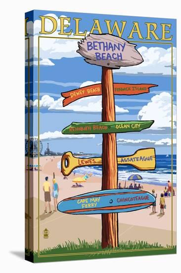 Bethany Beach, Delaware - Destination Signpost-Lantern Press-Stretched Canvas