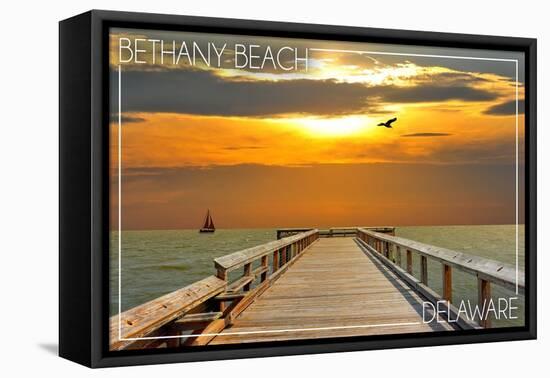 Bethany Beach, Delaware - Dock at Sunset-Lantern Press-Framed Stretched Canvas