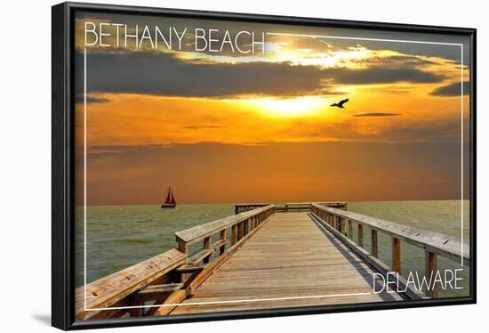 Bethany Beach, Delaware - Dock at Sunset-Lantern Press-Framed Art Print