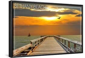 Bethany Beach, Delaware - Dock at Sunset-Lantern Press-Framed Art Print