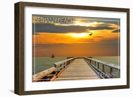 Bethany Beach, Delaware - Dock at Sunset-Lantern Press-Framed Art Print