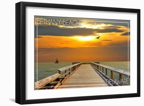 Bethany Beach, Delaware - Dock at Sunset-Lantern Press-Framed Art Print