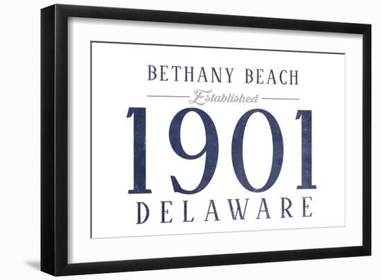 Bethany Beach, Delaware - Established Date (Blue)-Lantern Press-Framed Art Print