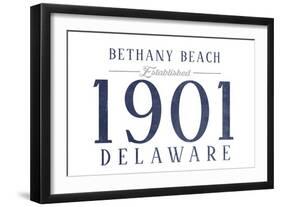 Bethany Beach, Delaware - Established Date (Blue)-Lantern Press-Framed Art Print