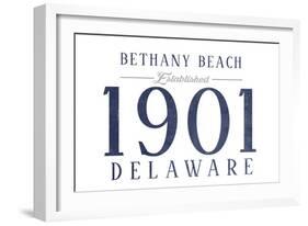 Bethany Beach, Delaware - Established Date (Blue)-Lantern Press-Framed Art Print