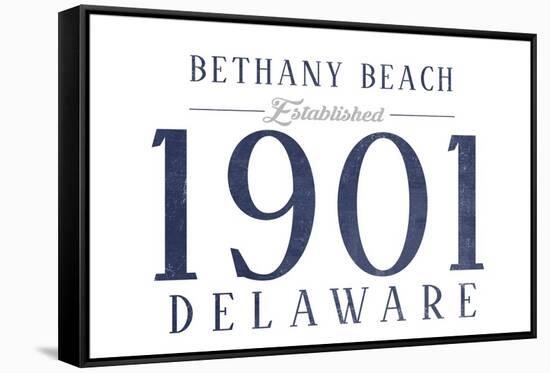 Bethany Beach, Delaware - Established Date (Blue)-Lantern Press-Framed Stretched Canvas