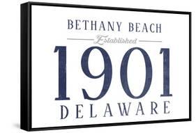 Bethany Beach, Delaware - Established Date (Blue)-Lantern Press-Framed Stretched Canvas