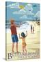 Bethany Beach, Delaware - Kite Flyers-Lantern Press-Stretched Canvas