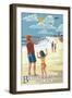 Bethany Beach, Delaware - Kite Flyers-Lantern Press-Framed Art Print