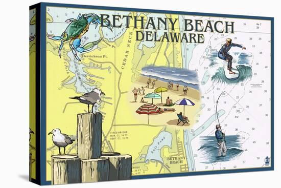 Bethany Beach, Delaware - Nautical Chart-Lantern Press-Stretched Canvas