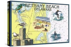 Bethany Beach, Delaware - Nautical Chart-Lantern Press-Stretched Canvas