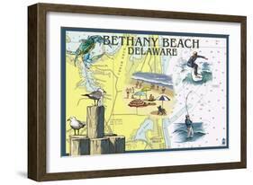 Bethany Beach, Delaware - Nautical Chart-Lantern Press-Framed Art Print