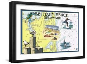 Bethany Beach, Delaware - Nautical Chart-Lantern Press-Framed Art Print