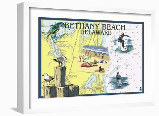 Bethany Beach, Delaware - Nautical Chart-Lantern Press-Framed Art Print