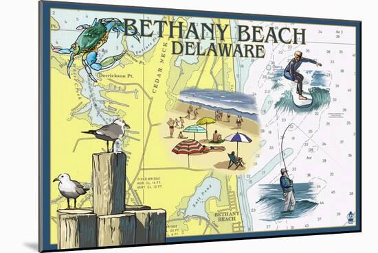 Bethany Beach, Delaware - Nautical Chart-Lantern Press-Mounted Art Print