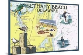 Bethany Beach, Delaware - Nautical Chart-Lantern Press-Mounted Art Print