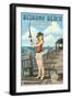 Bethany Beach, Delaware - Pinup Girl Fishing-Lantern Press-Framed Art Print