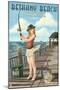 Bethany Beach, Delaware - Pinup Girl Fishing-Lantern Press-Mounted Art Print