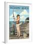 Bethany Beach, Delaware - Pinup Girl Fishing-Lantern Press-Framed Art Print