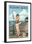 Bethany Beach, Delaware - Pinup Girl Fishing-Lantern Press-Framed Art Print