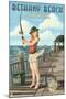 Bethany Beach, Delaware - Pinup Girl Fishing-Lantern Press-Mounted Art Print