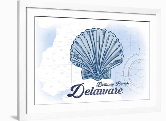 Bethany Beach, Delaware - Scallop Shell - Blue - Coastal Icon-Lantern Press-Framed Art Print