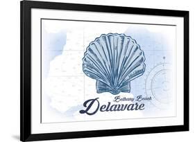 Bethany Beach, Delaware - Scallop Shell - Blue - Coastal Icon-Lantern Press-Framed Art Print