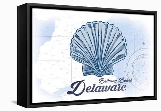 Bethany Beach, Delaware - Scallop Shell - Blue - Coastal Icon-Lantern Press-Framed Stretched Canvas