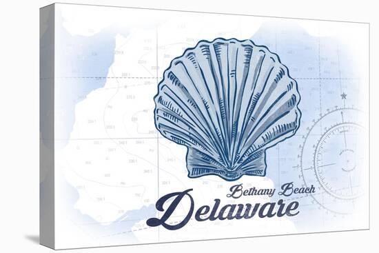 Bethany Beach, Delaware - Scallop Shell - Blue - Coastal Icon-Lantern Press-Stretched Canvas