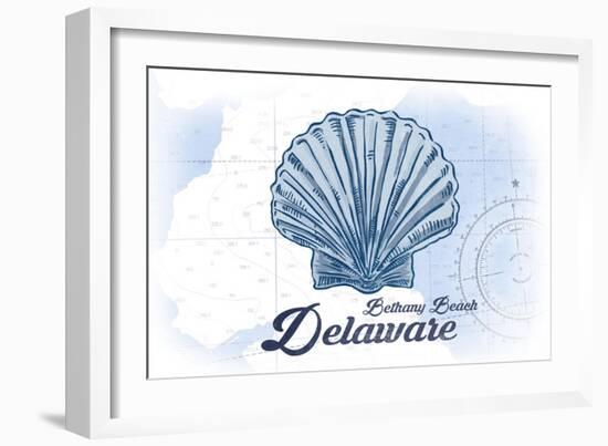 Bethany Beach, Delaware - Scallop Shell - Blue - Coastal Icon-Lantern Press-Framed Art Print