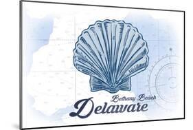 Bethany Beach, Delaware - Scallop Shell - Blue - Coastal Icon-Lantern Press-Mounted Art Print