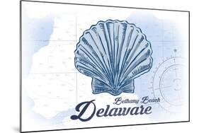 Bethany Beach, Delaware - Scallop Shell - Blue - Coastal Icon-Lantern Press-Mounted Art Print