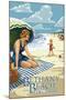 Bethany Beach, Delaware - Woman on Beach-Lantern Press-Mounted Art Print