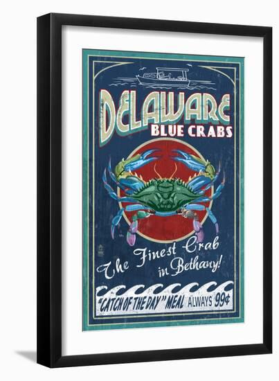 Bethany, Delaware Blue Crabs-Lantern Press-Framed Art Print