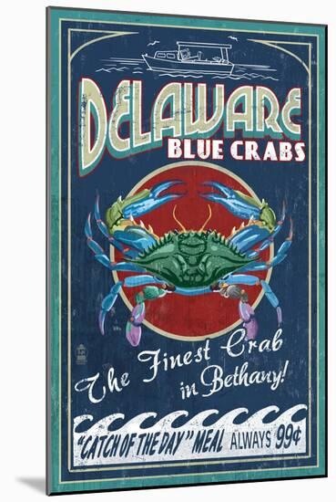 Bethany, Delaware Blue Crabs-Lantern Press-Mounted Art Print