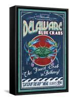 Bethany, Delaware Blue Crabs-Lantern Press-Framed Stretched Canvas