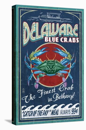 Bethany, Delaware Blue Crabs-Lantern Press-Stretched Canvas