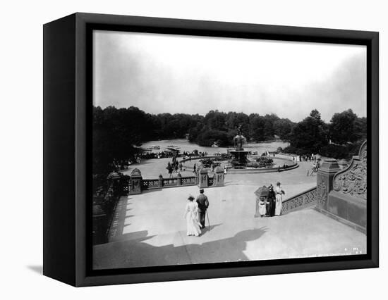 Bethesda Fountain in Central Park-J.S. Johnston-Framed Stretched Canvas