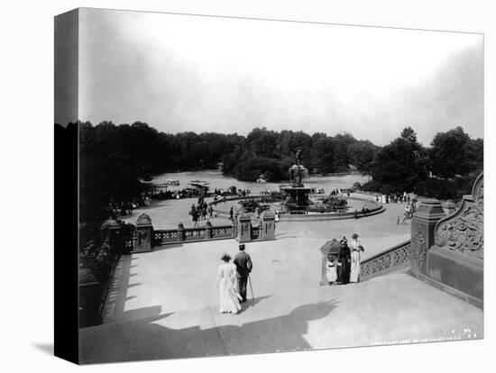 Bethesda Fountain in Central Park-J.S. Johnston-Stretched Canvas