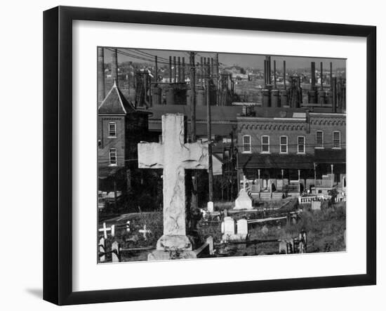 Bethlehem Graveyard and Steel Mill-null-Framed Photographic Print