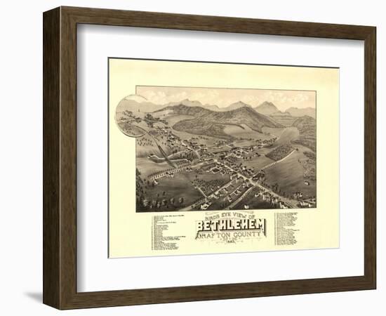 Bethlehem, New Hampshire - Panoramic Map-Lantern Press-Framed Art Print